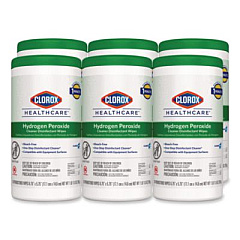 Clorox Healthcare Hydrogen Peroxide Cleaner Disinfectant Wipes, 5.75 x 6.75, Unscented, White, 155/Canister, 6 Canisters/Carton (30825CT)