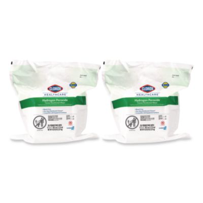 Clorox Healthcare Hydrogen Peroxide Cleaner Disinfectant Wipes, 12 x 11, Unscented, White, 185/Pack, 2 Packs/Carton (30827CT)