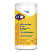 Clorox Disinfecting Wipes, 1-Ply, 7 x 8, Lemon Fresh, White, 75/Canister (15948EA)