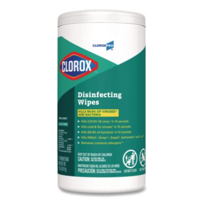 Clorox Disinfecting Wipes, 1-Ply, 7 x 8, Fresh Scent, White, 75/Canister (15949EA)