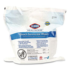 Clorox Healthcare Bleach Germicidal Wipes, Refill for Bucket, 1-Ply, 12 x 12, Unscented, White, 110/Pouch (30359)