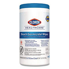 Clorox Healthcare Bleach Germicidal Wipes, 1-Ply, 6 x 5, Unscented, White, 150/Canister (30577)