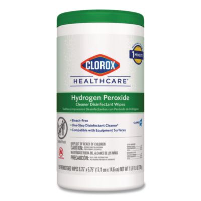 Clorox Healthcare Hydrogen Peroxide Cleaner Disinfectant Wipes, 6.75 x 5.75, Unscented, 155 Wipes/Canister (30825)