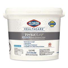 Clorox Healthcare VersaSure Cleaner Disinfectant Wipes, 1-Ply, 12 x 12, Fragranced, White, 110/Bucket (31759EA)