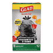 Large Quick-Tie Trash Bags, Lawn and Leaf, 39 gal, 0.95 mil, 32.5 x 41, Black, 12 Bags/Box (70028EA)