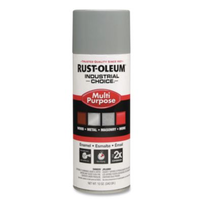 Rust-Oleum Industrial Choice 1600 System Multi-Purpose Enamel Spray Paint, Gloss ANSI 61 Light Gray, 12 oz Aerosol Can, 6/Carton (214645)