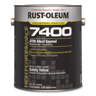 Rust-Oleum High Performance 7400 System 450 VOC DTM Alkyd Enamel Paint, Gloss Safety Yellow, 1 gal. Bucket/Pail, 2/Carton (944402)