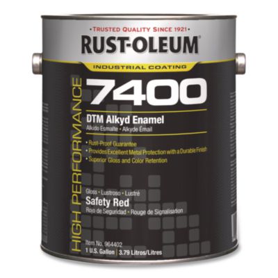 Rust-Oleum High Performance 7400 System 450 VOC DTM Alkyd Enamel Paint, Gloss Red, 1 gal Bucket/Pail, 2/Carton (964402)