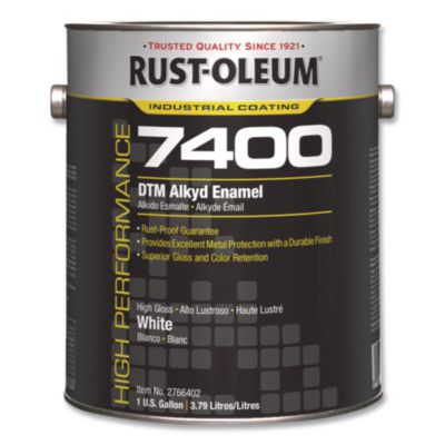 Rust-Oleum High Performance 7400 System 450 VOC DTM Alkyd Enamel Paint, High Gloss White, 1 gal Bucket/Pail, 2/Carton (2766402)