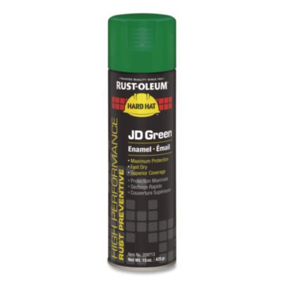 Rust-Oleum Hard Hat High Performance V2100 System Rust Preventive Enamel Spray Paint, Gloss John Deere Green,15 oz Aerosol Can, 6/Carton (209713)