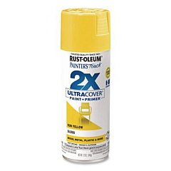 Rust-Oleum Painter's Touch 2X Ultra Cover Spray Paint, Gloss Sun Yellow, 12 oz Aerosol Can, 6/Carton (334046)