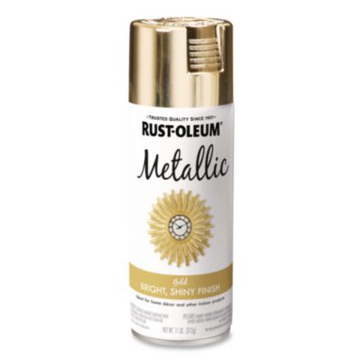 Rust-Oleum Metallic Spray Paint, Metallic Gold, 11 oz Aerosol Can, 6/Carton (340647)