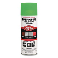 Rust-Oleum Industrial Choice 1600 System Multi-Purpose Enamel Spray Paint, Flat Green, 12 oz Aerosol Can, 6/Carton (1632830)