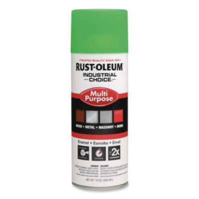 Rust-Oleum Industrial Choice 1600 System Multi-Purpose Enamel Spray Paint, Flat Green, 12 oz Aerosol Can, 6/Carton (1632830)