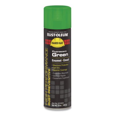 Rust-Oleum Hard Hat High Performance V2100 System Rust Preventive Enamel Spray Paint, Gloss Fluorescent Green, 15 oz Aerosol Can, 6/CT (2233838)