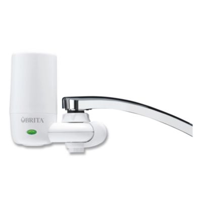 Brita Water Faucet Mount Filtration System with 1 Elite Advanced Replacement Filter, White, 4/Carton (42201CT)