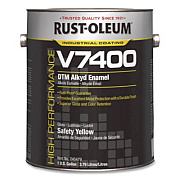 Rust-Oleum High Performance V7400 System 340 Low VOC DTM Alkyd Enamel Paint, Gloss Safety Yellow, 1 gal Bucket/Pail, 2/Carton (245479)