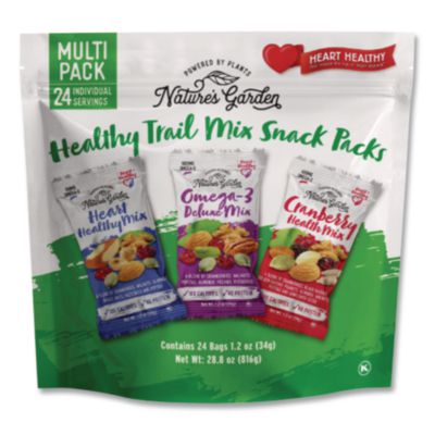 Nature's Garden Healthy Trail Mix Snack Packs, 1.2 oz Pouch, 24 Pouches/Carton (29400003)
