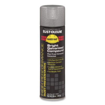 Rust-Oleum Hard Hat High Performance V2100 System Rust Preventive Bright Galvanizing Compound, Gloss Gray, 20 oz Aerosol Can, 6/CT (V2117838)