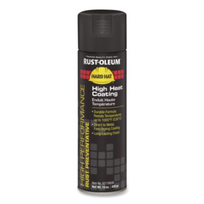 Rust-Oleum Hard Hat High Performance V2100 System Rust Preventive Enamel Spray Paint, Flat High Heat Black, 15 oz Aerosol Can, 6/Carton (V2176838)