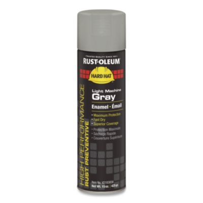 Rust-Oleum Hard Hat High Performance V2100 System Rust Preventive Enamel Spray Paint, Gloss Light Machine Gray, 15 oz Aerosol Can, 6/CT (V2183838)