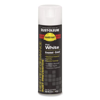 Rust-Oleum Hard Hat High Performance V2100 System Rust Preventive Enamel Spray Paint, Flat White, 15 oz. Aerosol Can, 6/Carton (V2190838)