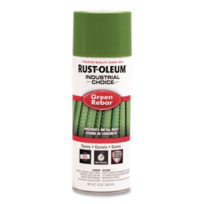 Rust-Oleum Industrial Choice RB1600 System Epoxy Spray, Gloss Green Rebar, 12 oz Aerosol Can, 6/Carton (261937)