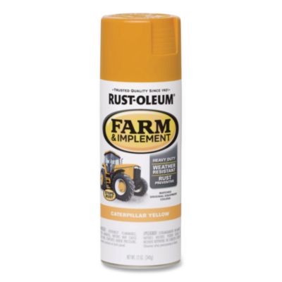 Rust-Oleum Specialty Farm and Implement Spray Paint, Gloss Caterpillar Yellow, 12 oz Aerosol Can, 6/Carton (280140)