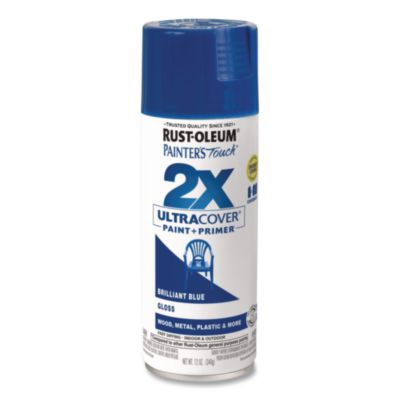 Rust-Oleum Painter's Touch 2X Ultra Cover Spray Paint, Gloss Brilliant Blue, 12 oz Aerosol Can, 6/Carton (334027)