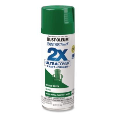 Rust-Oleum Painter's Touch 2X Ultra Cover Spray Paint, Gloss Meadow Green, 12 oz Aerosol Can, 6/Carton (334039)