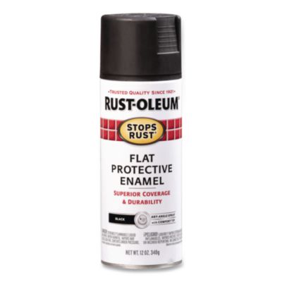 Rust-Oleum Stops Rust Spray Paint, Flat Black, 12 oz Aerosol Can, 6/Carton (7776830)