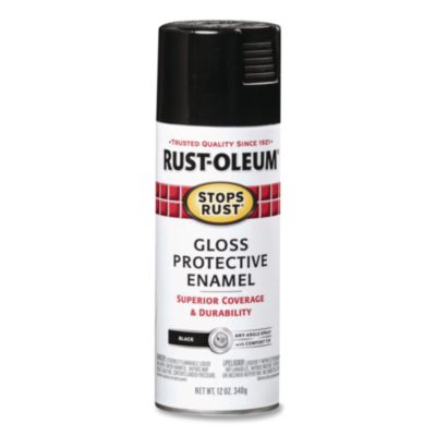 Rust-Oleum Stops Rust Spray Paint, Gloss Black, 12 oz Aerosol Can, 6/Carton (7779830)