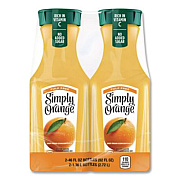 Simply Orange Orange Juice Pulp Free, 52 oz Bottle, 2/Pack (90200102)