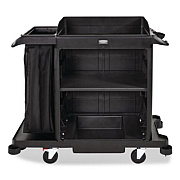 Rubbermaid Commercial Compact Housekeeping Cart?, Plastic, 3 Shelves 1 Bin, 23 x 53.12 x 19.1, Black (2202585)