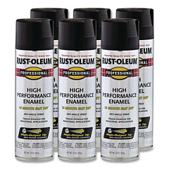 Rust-Oleum Professional Spray Paint, Flat Black, 15 oz Aerosol Can, 6/Carton (7578838CT)