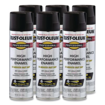 Rust-Oleum Professional Spray Paint, Flat Black, 15 oz Aerosol Can, 6/Carton (7578838CT)