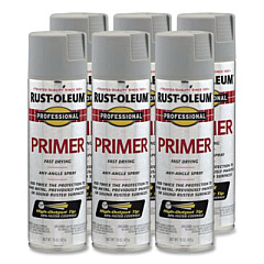 Rust-Oleum Professional Spray Paint, Flat Gray, 15 oz Aerosol Can, 6/Carton (7582838CT)