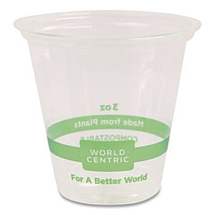 World Centric PLA Clear Portion Cups, 3 oz, Plastic, Clear, 2,500/Carton (CPCS3)