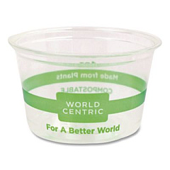 World Centric PLA Clear Portion Cups, 4 oz, Plastic, Clear, 1,000/Carton (CPCS4S)