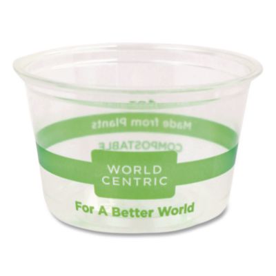 World Centric PLA Clear Portion Cups, 4 oz, Plastic, Clear, 1,000/Carton (CPCS4S)