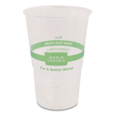 World Centric PLA Clear Cold Cups, 9 oz, Plastic, Clear, 2,000/Carton (CPCS9)