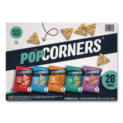 PopCorners Popped Corn Chips Snacks Variety Pack, Assorted Flavors, 1 oz Bag, 28/Pack (22002179)