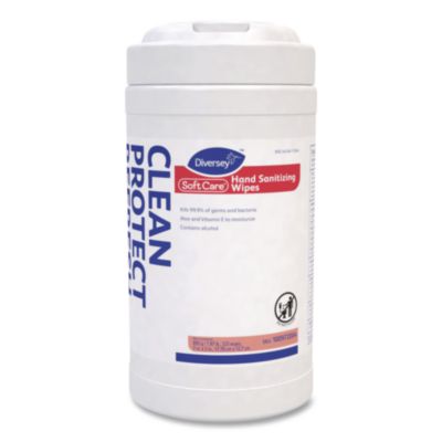 Diversey Soft Care Hand Sanitizing Wipe, Wintergreen, 7 x 5, White, 325 Wipes/Canister, 6/Carton (100972004)