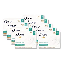 Dove Sensitive Skin Bath Bar, Unscented, 3.75 oz, 8 Bars/Pack, 9 Packs/Carton (CB613789)