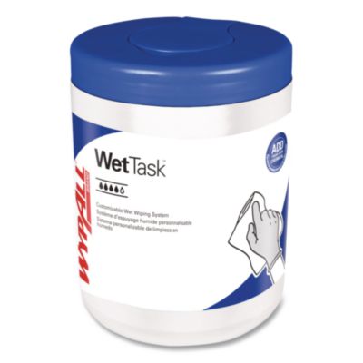 WypAll WetTask System Prep Wipers for Bleach/Disinfectants/Sanitizers Hygienic Enclosed System Refills, w/Canister, 55/RL,12 Roll/CT (7732005)