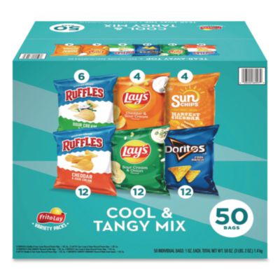 Frito-Lay Cool and Tangy Mix Variety Pack, Assorted Flavors, 1 oz Bags, 50 Bags/Carton (22002669)