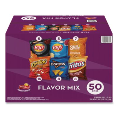Frito-Lay Flavor Mix Variety Pack, Assorted Flavors, 1 oz Bag, 50 Bags/Carton (22002671)