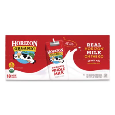 Horizon Organic Shelf-Stable Whole Milk Boxes, 8 oz Box, 18/Carton (22002680)