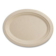 World Centric Fiber Plates, Paper, 12" dia, Oval, Natural, 500/Carton (PLSCU12OLFPA)