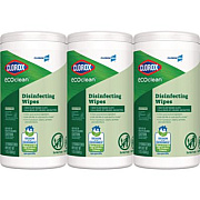 CloroxPro EcoClean Disinfecting Wipes, 1-Ply, 7 x 8, Unscented, White, 3/Carton (60787CT)